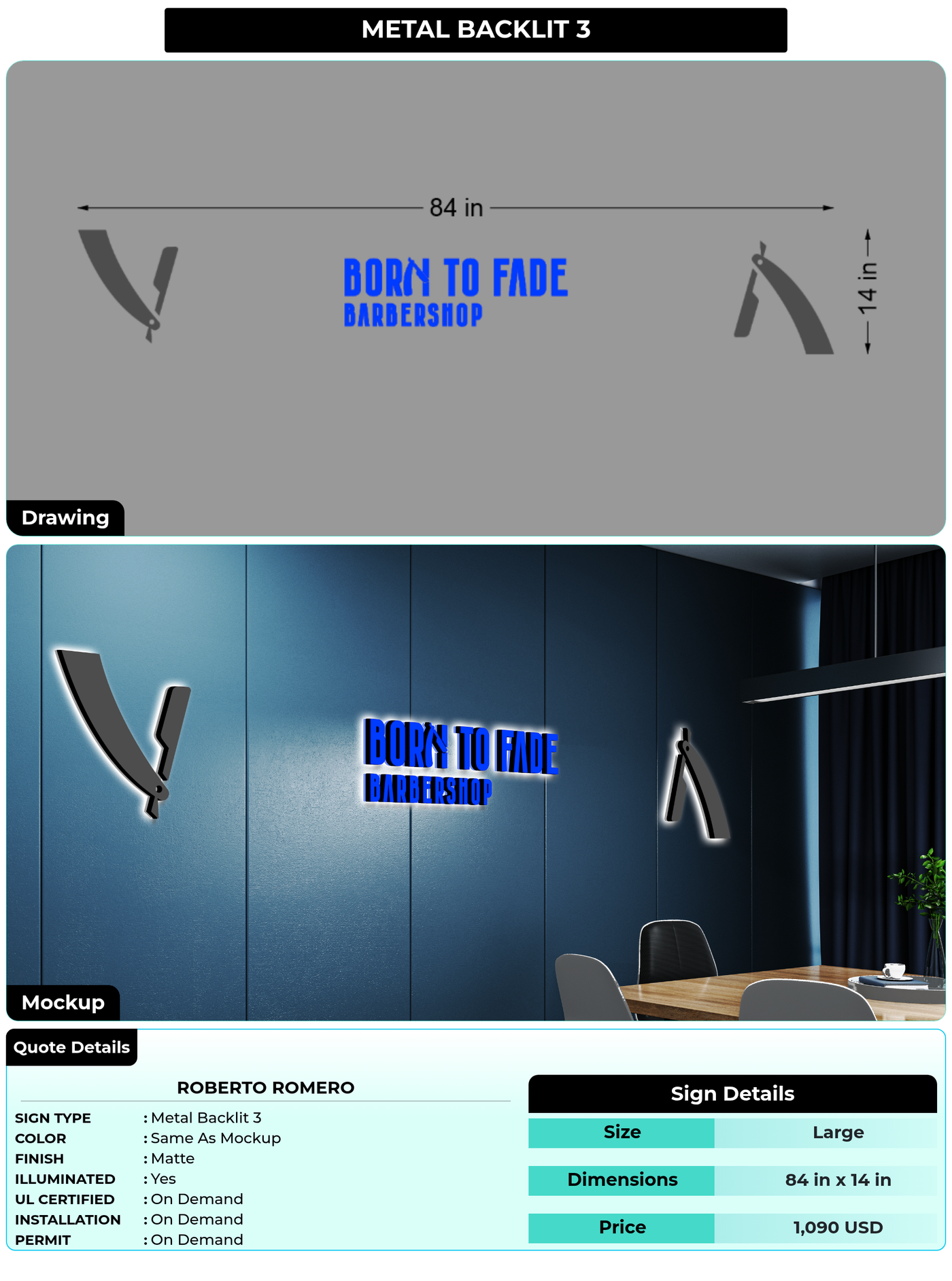 CUSTOM MOCKUP SIGN FOR Roberto Romero