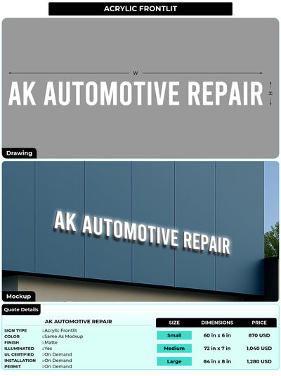 CUSTOM MOCKUP SIGN FOR AK Automotive Repair