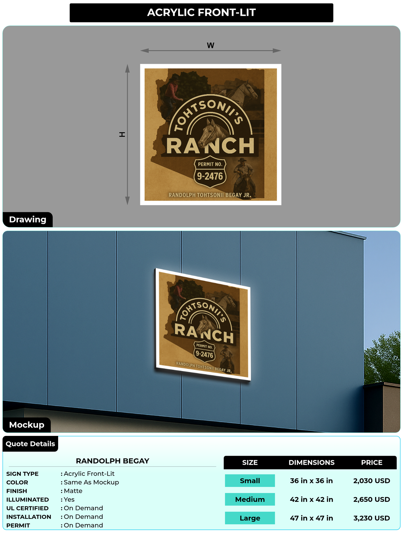 CUSTOM MOCKUP SIGN FOR Randolph Begay