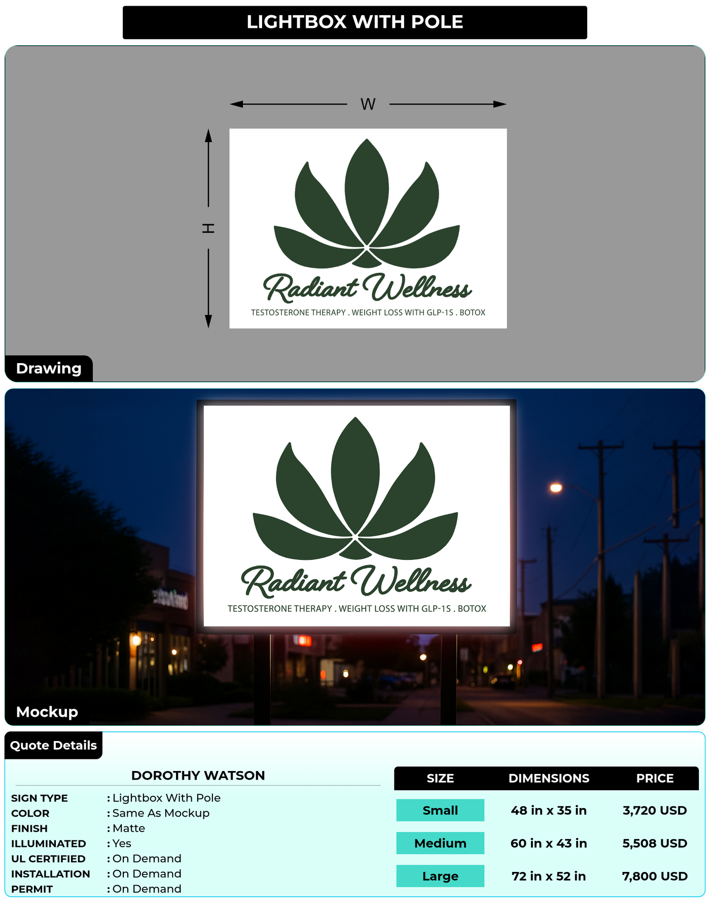 CUSTOM MOCKUP SIGN FOR DOROTHY Watson