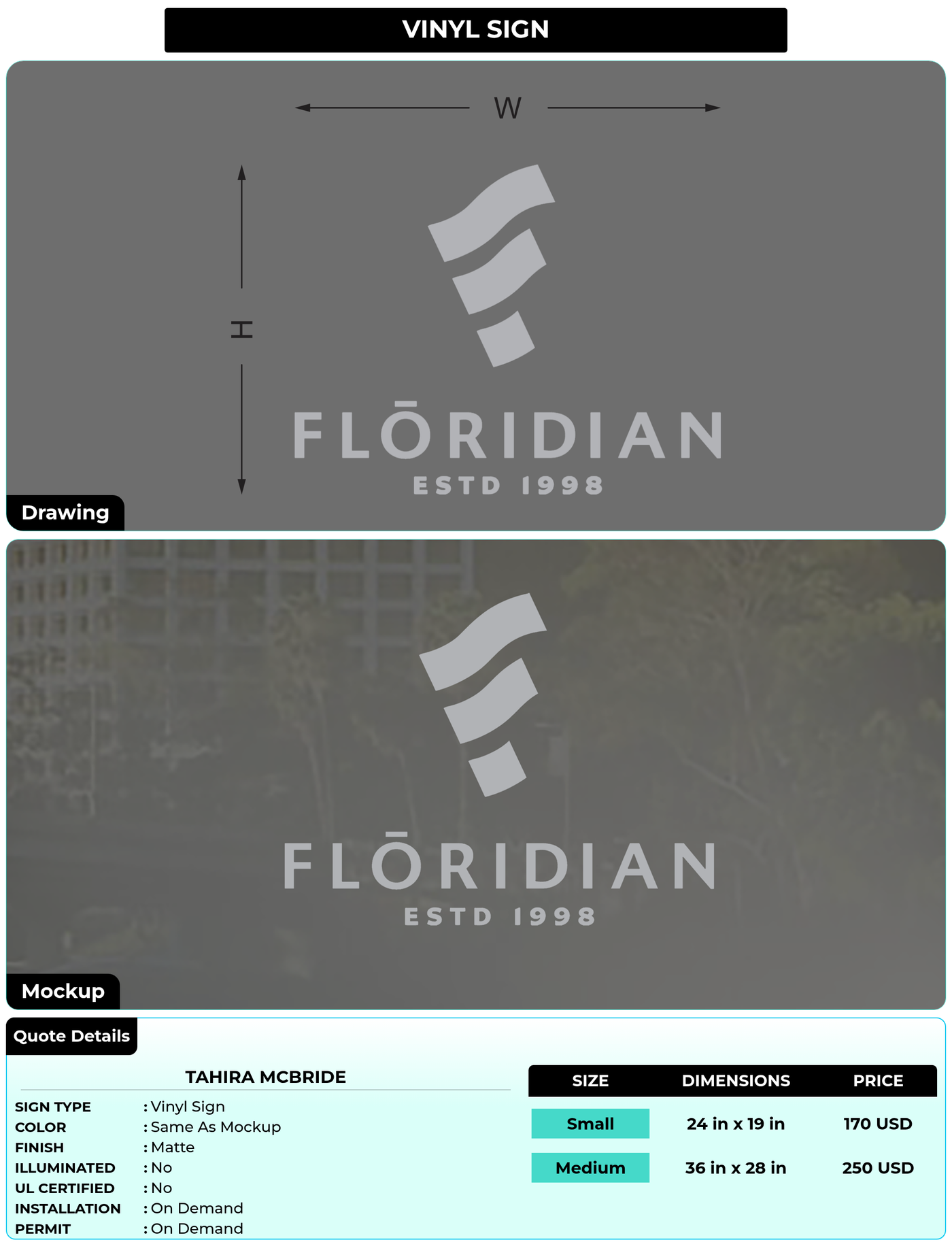 CUSTOM MOCKUP SIGN FOR Tahira McBride