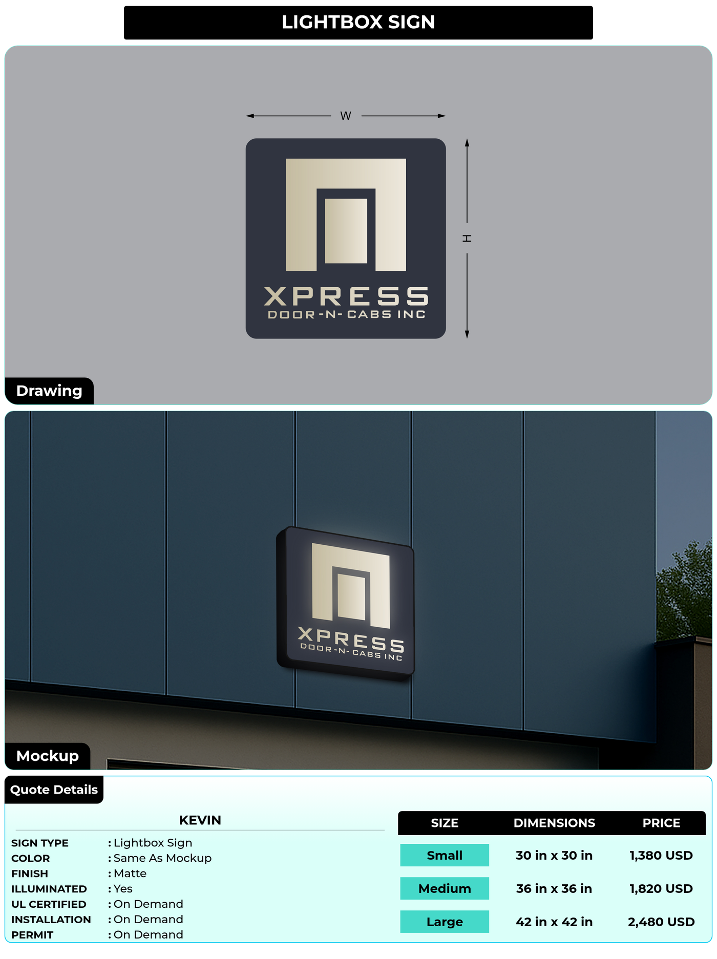 CUSTOM MOCKUP SIGN FOR Kevin