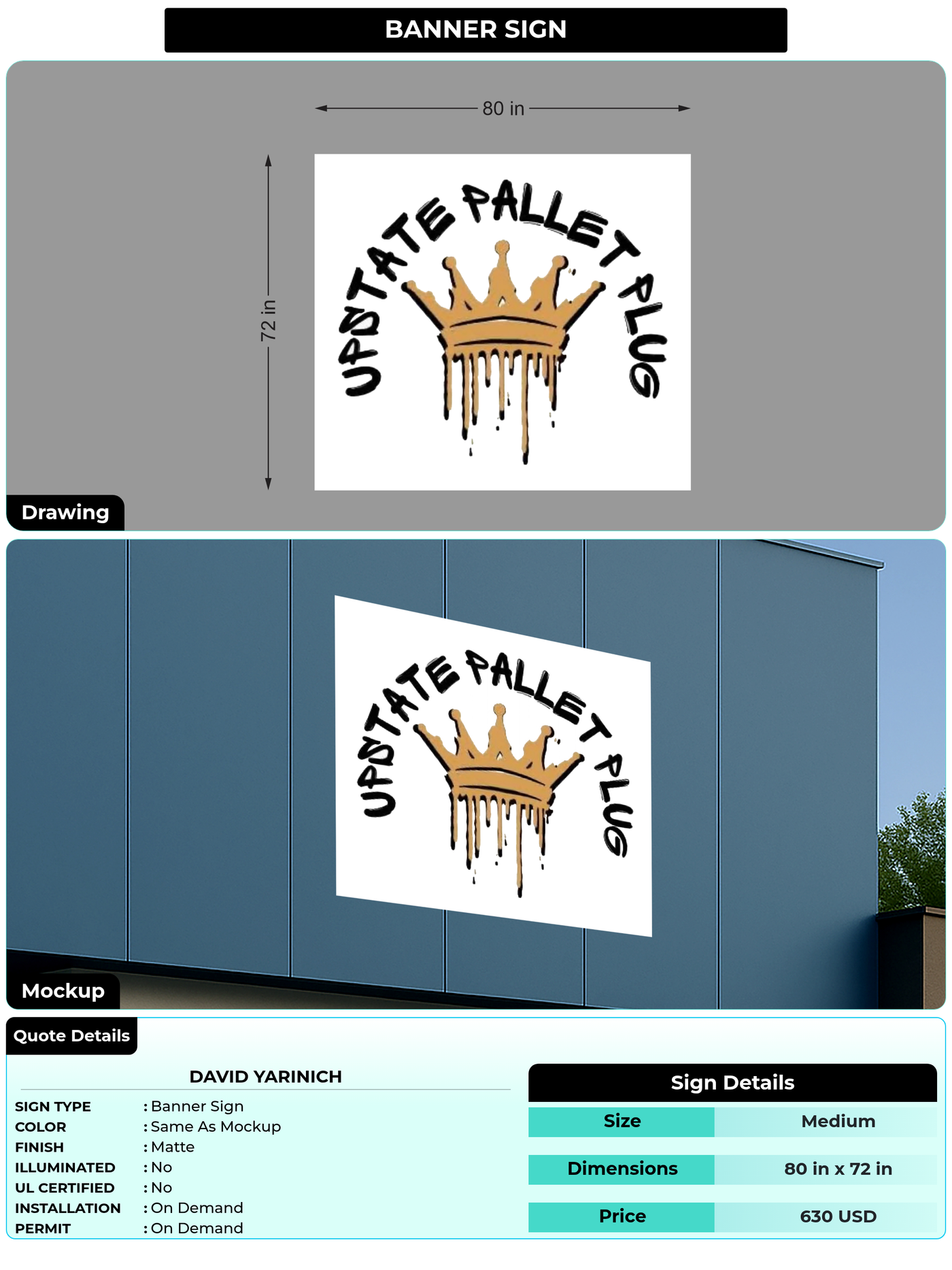 CUSTOM MOCKUP SIGN FOR David Yarinich