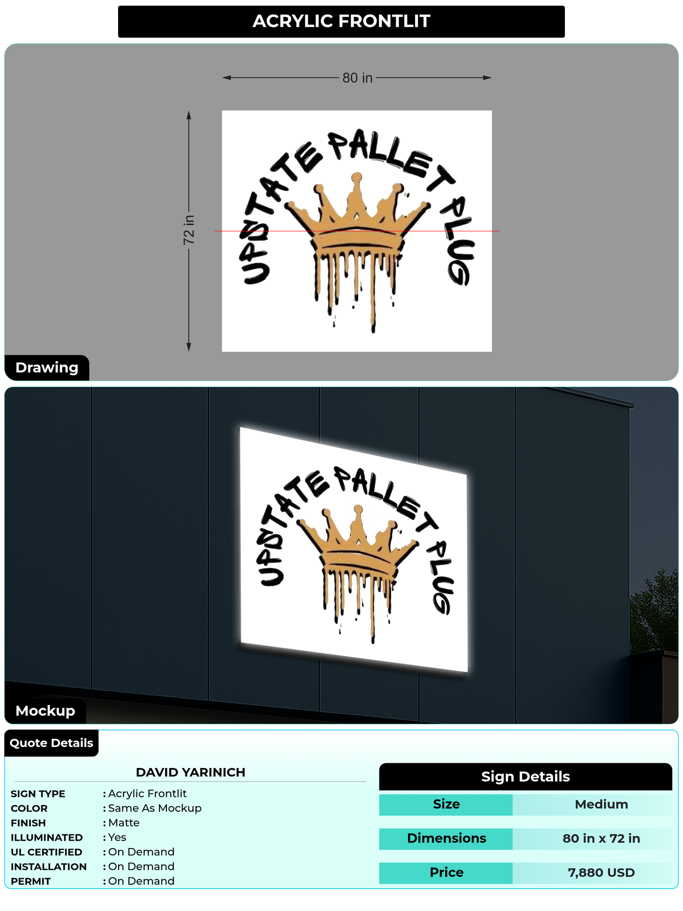 CUSTOM MOCKUP SIGN FOR David Yarinich