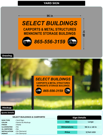CUSTOM MOCKUP SIGN FOR SELECT BUILDINGS & CARPORTD