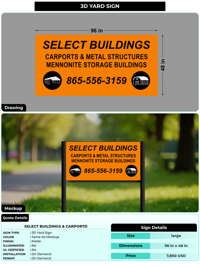 CUSTOM MOCKUP SIGN FOR SELECT BUILDINGS & CARPORTD