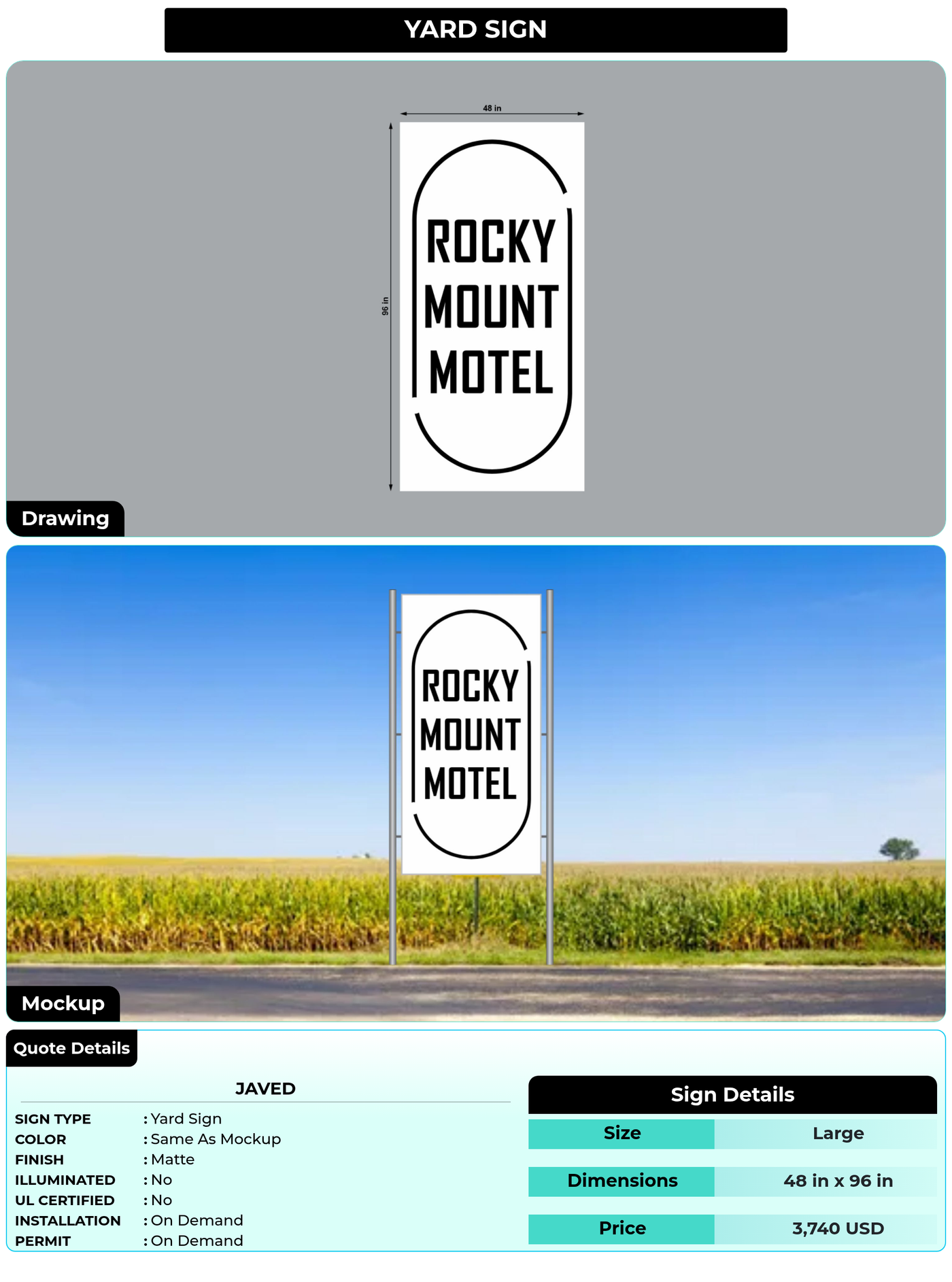 CUSTOM MOCKUP SIGN FOR Javed
