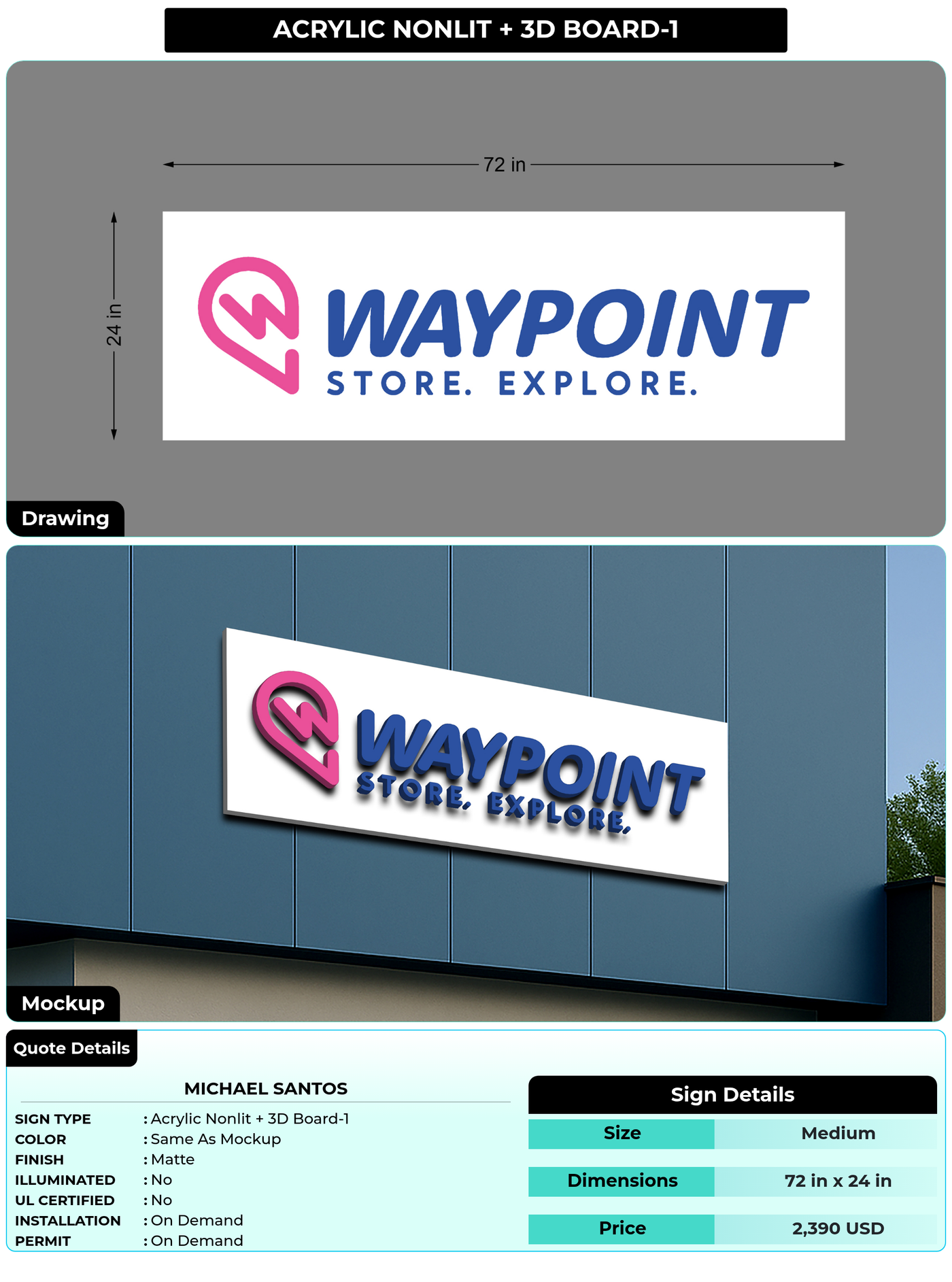 CUSTOM MOCKUP SIGN FOR Michael Santos