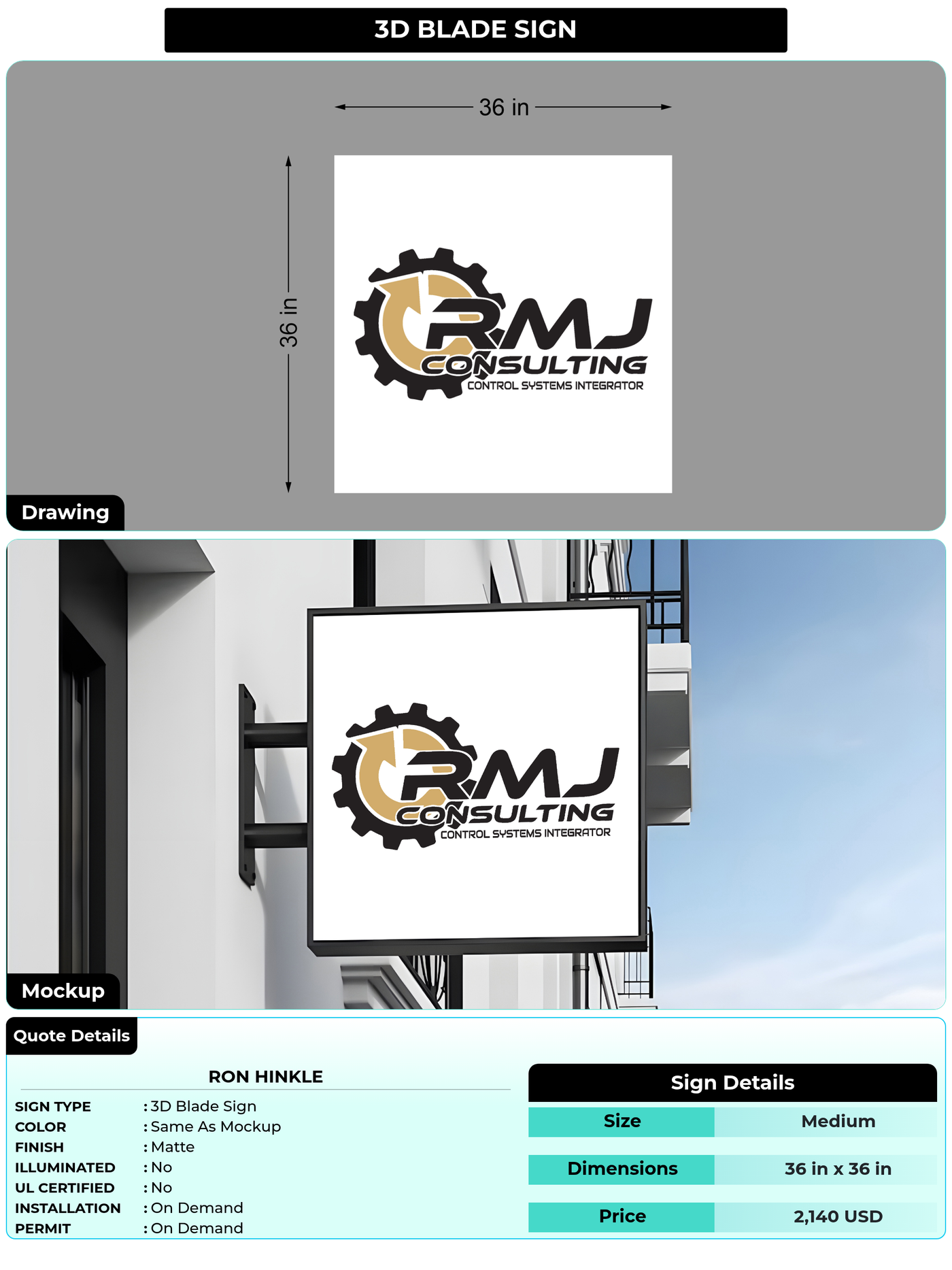 CUSTOM MOCKUP SIGN FOR Ron Hinkle