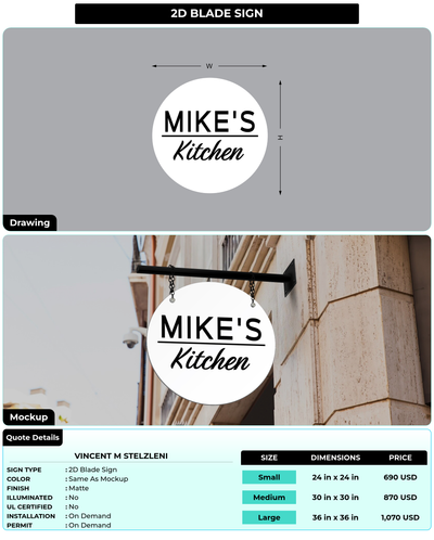 CUSTOM MOCKUP SIGN FOR VINCENT M STELZLENI