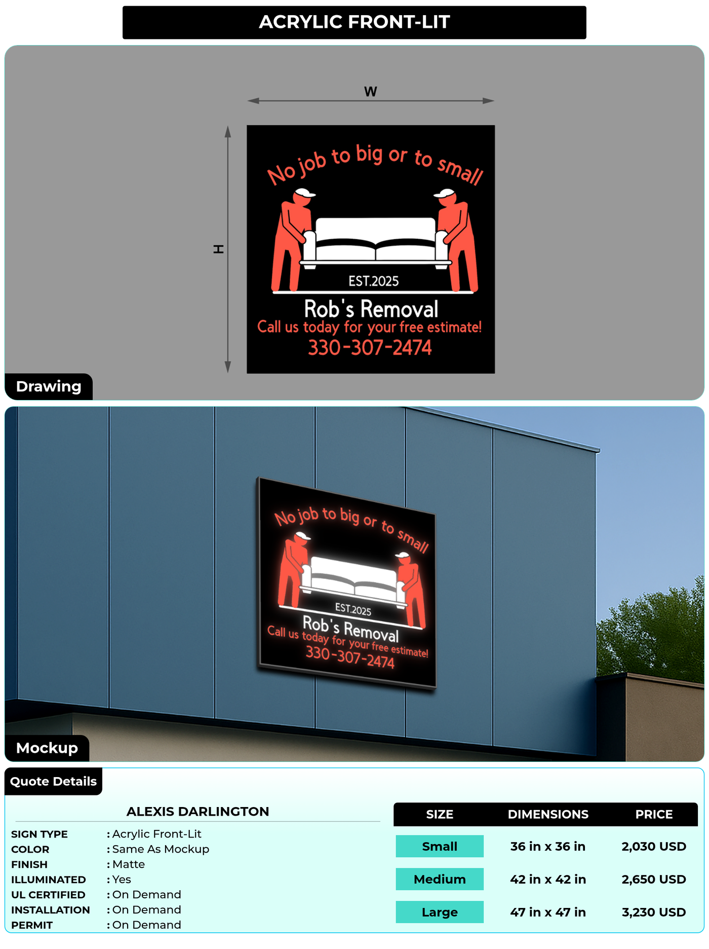 CUSTOM MOCKUP SIGN FOR Alexis darlington