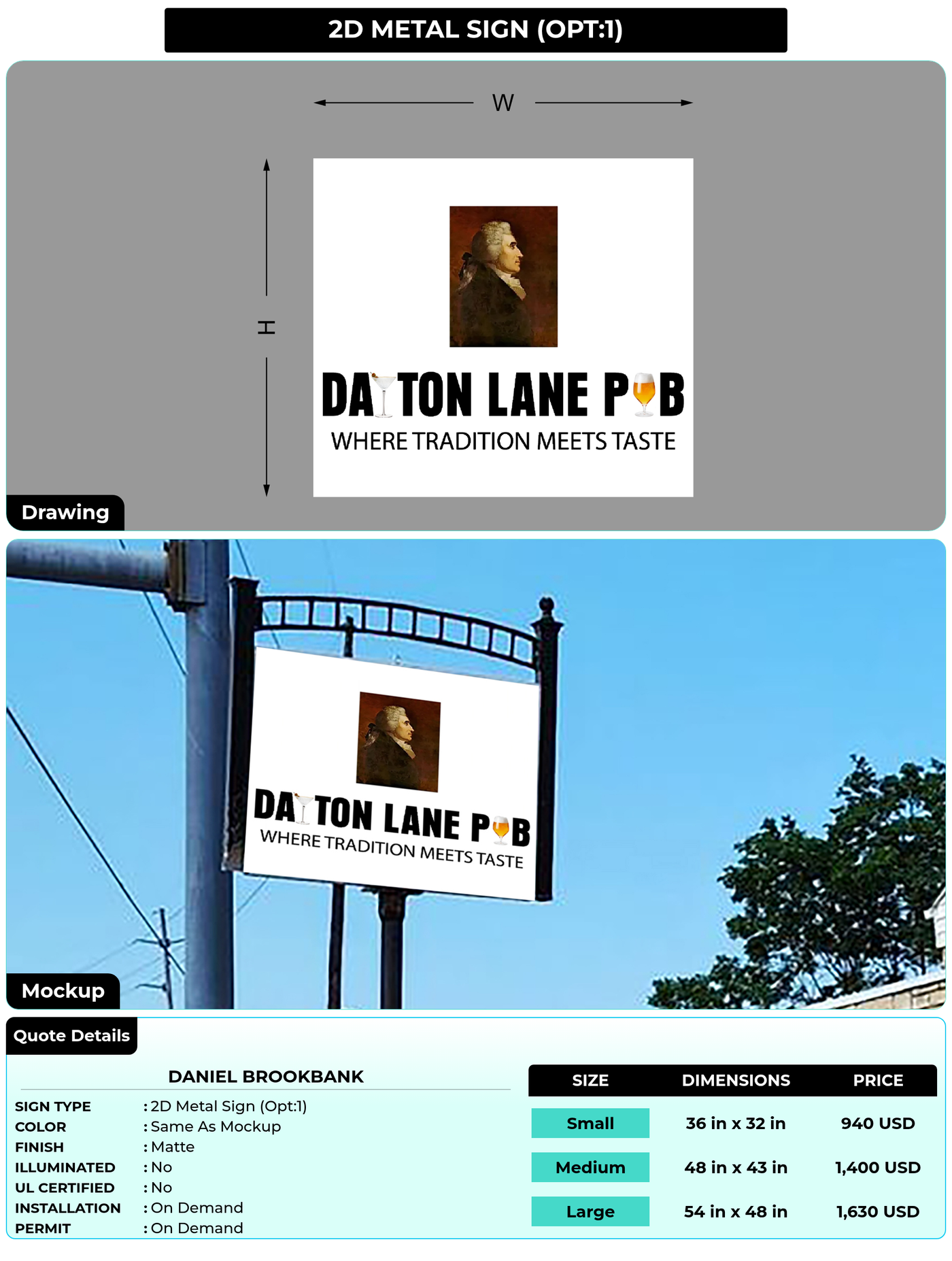 CUSTOM MOCKUP SIGN FOR Daniel Brookbank