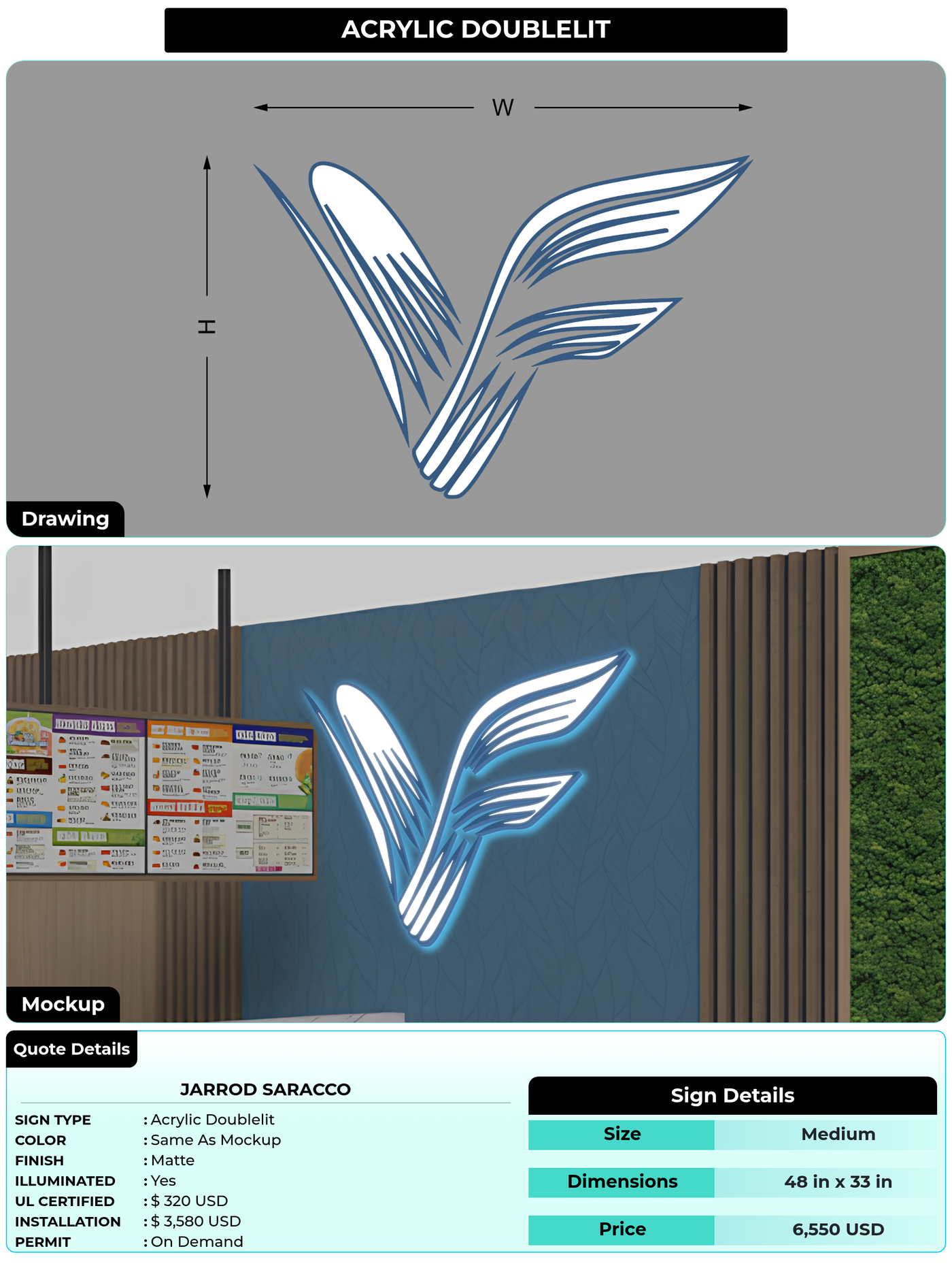CUSTOM MOCKUP SIGN FOR Jarrod Saracco