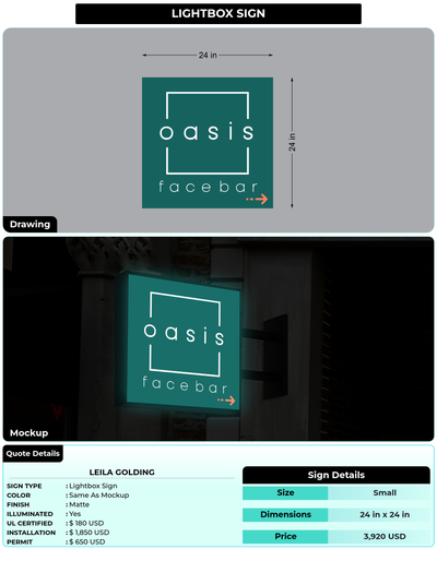 CUSTOM MOCKUP SIGN FOR Leila Golding