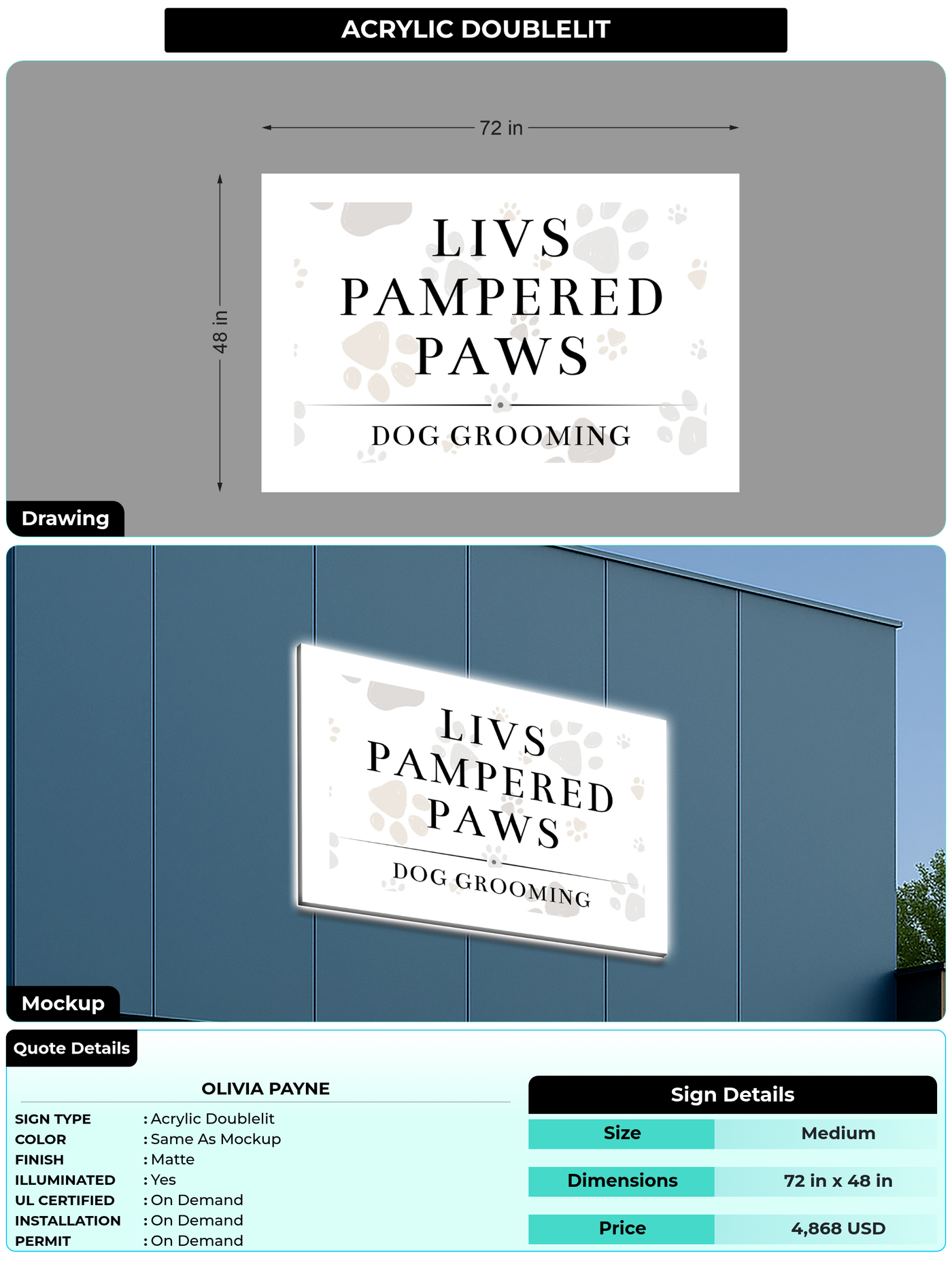 CUSTOM MOCKUP SIGN FOR Olivia Payne