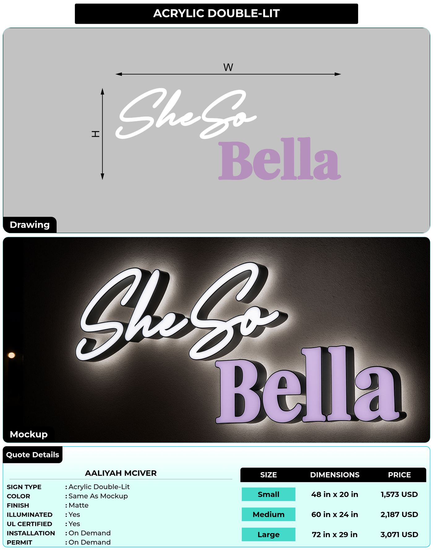 CUSTOM MOCKUP SIGN FOR Aaliyah  McIver