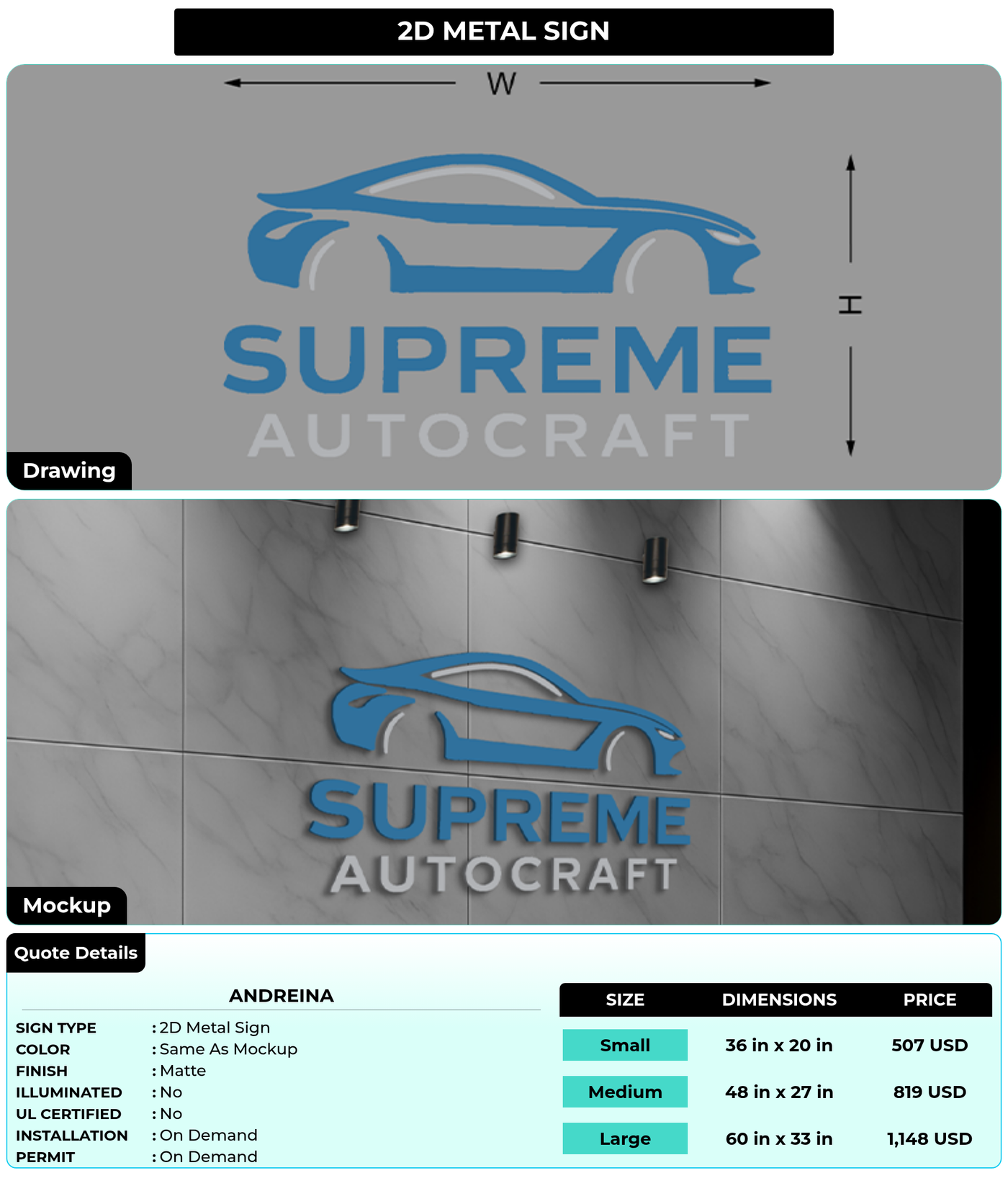 CUSTOM MOCKUP SIGN FOR Andreina