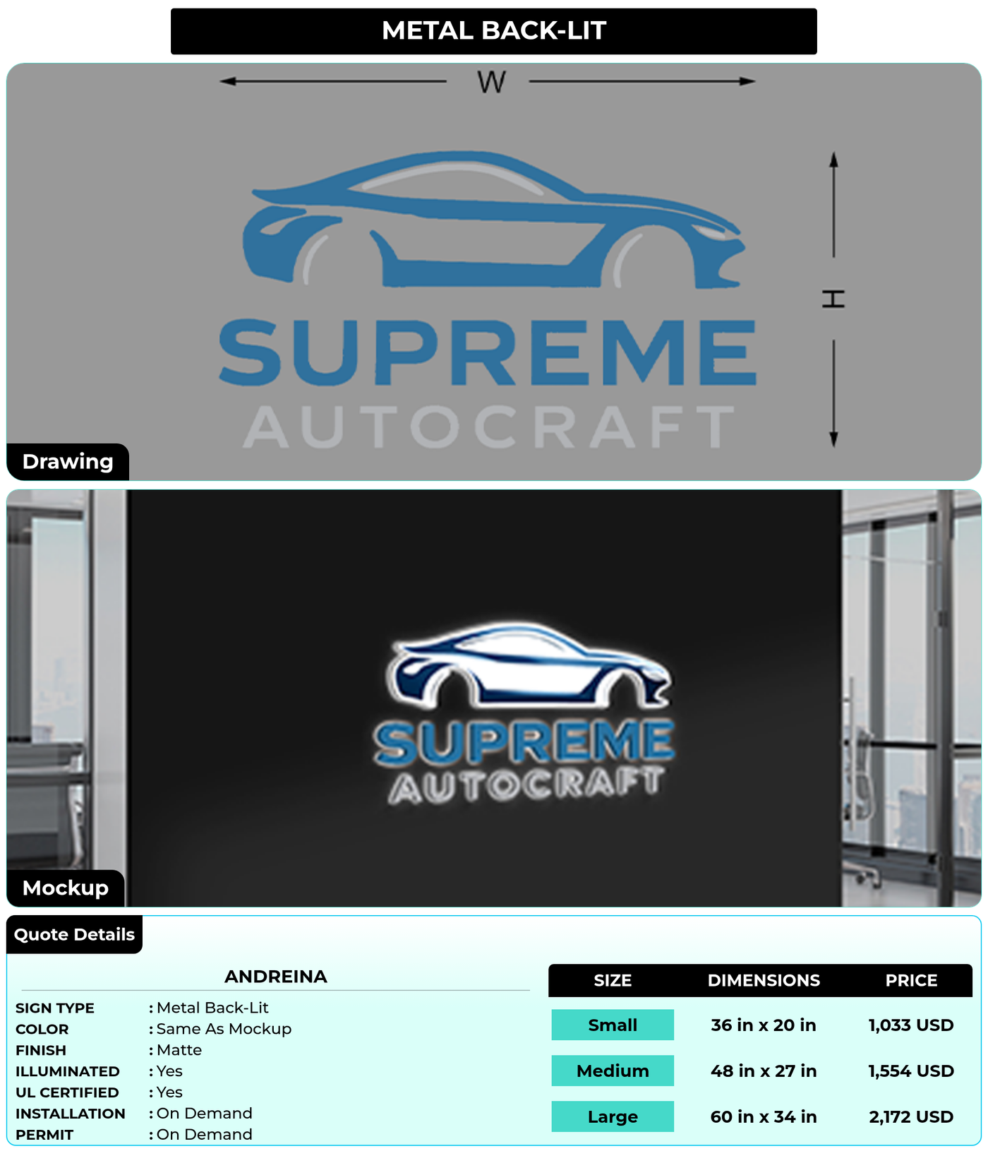 CUSTOM MOCKUP SIGN FOR Andreina