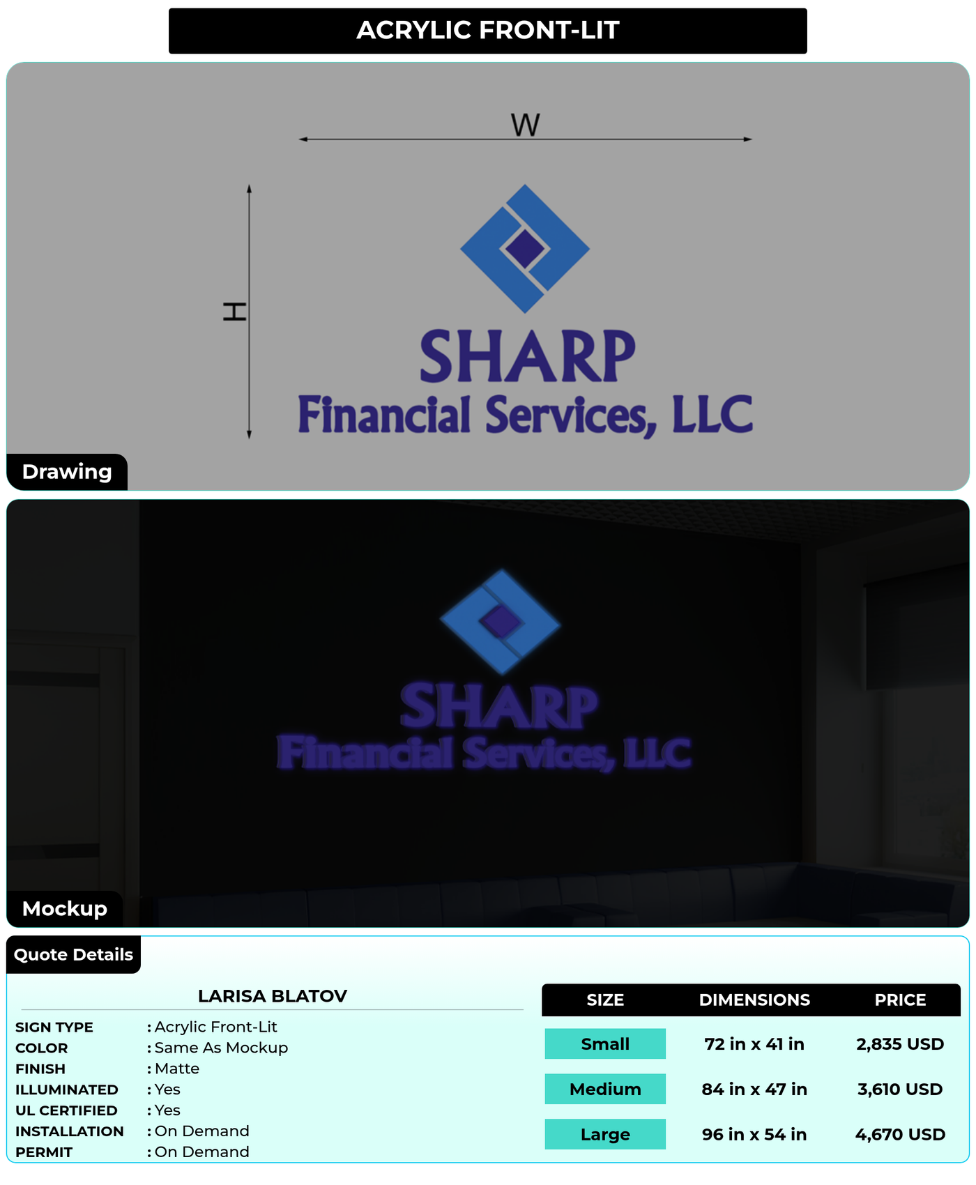 CUSTOM MOCKUP SIGN FOR Larisa Blatov