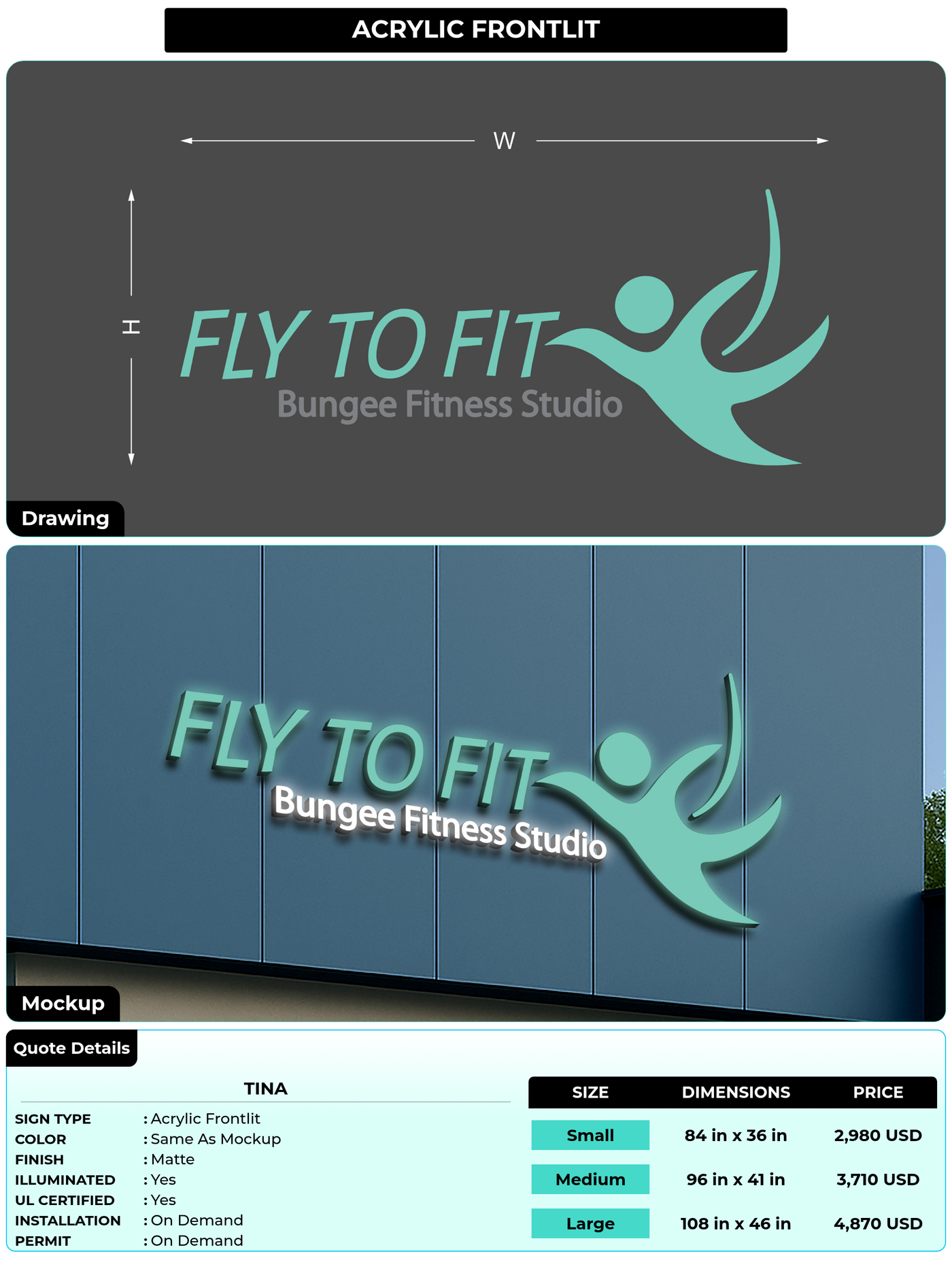 CUSTOM MOCKUP SIGN FOR Tina