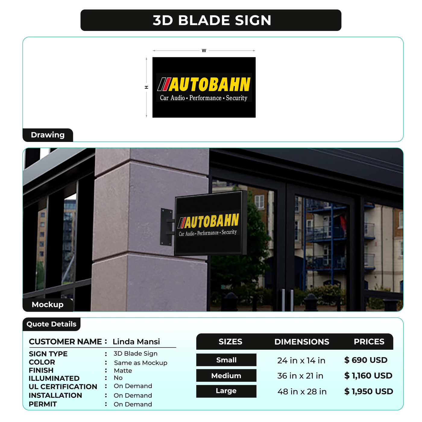 3D Balde Sign For Linda Mansi