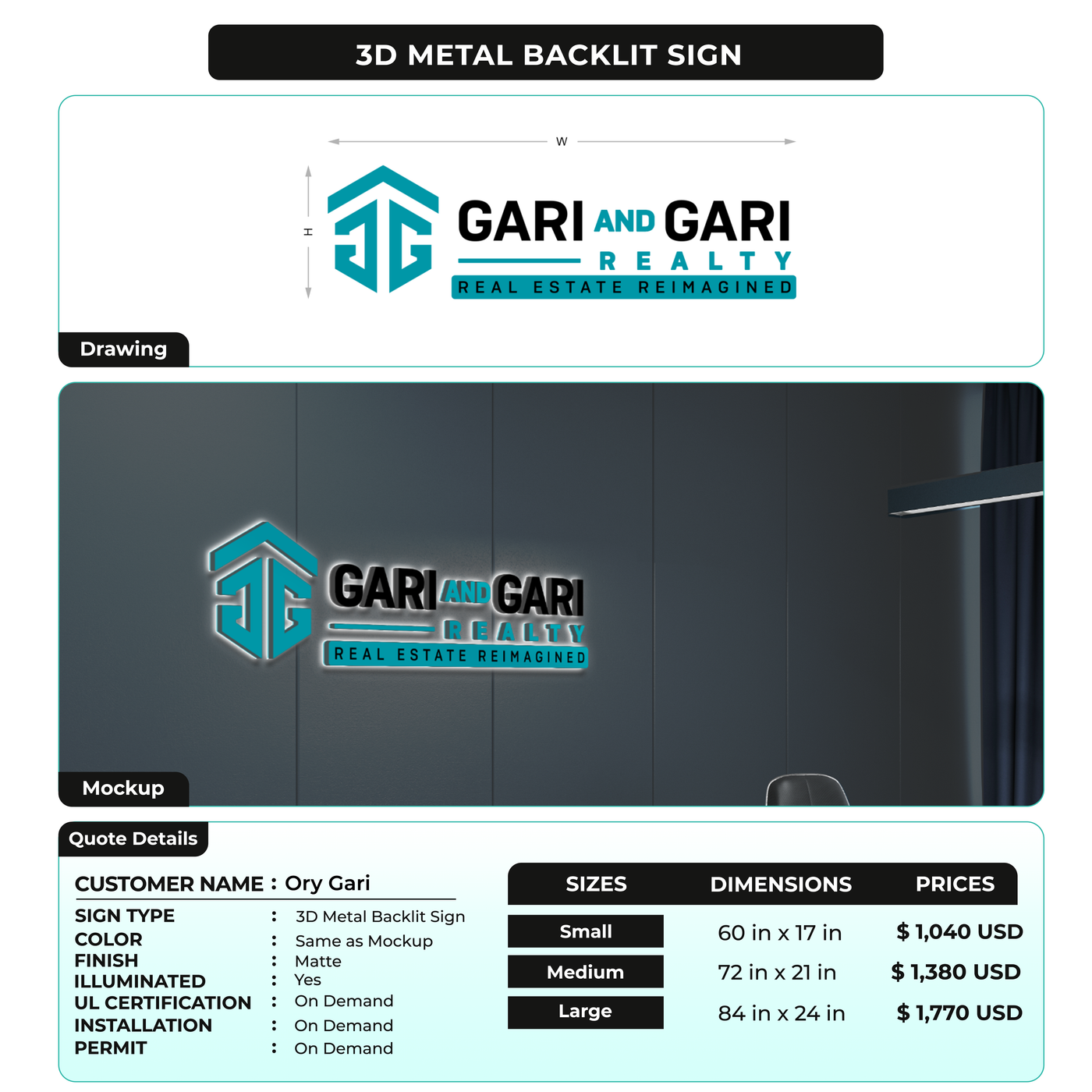 Custom Signs for Ory Gari