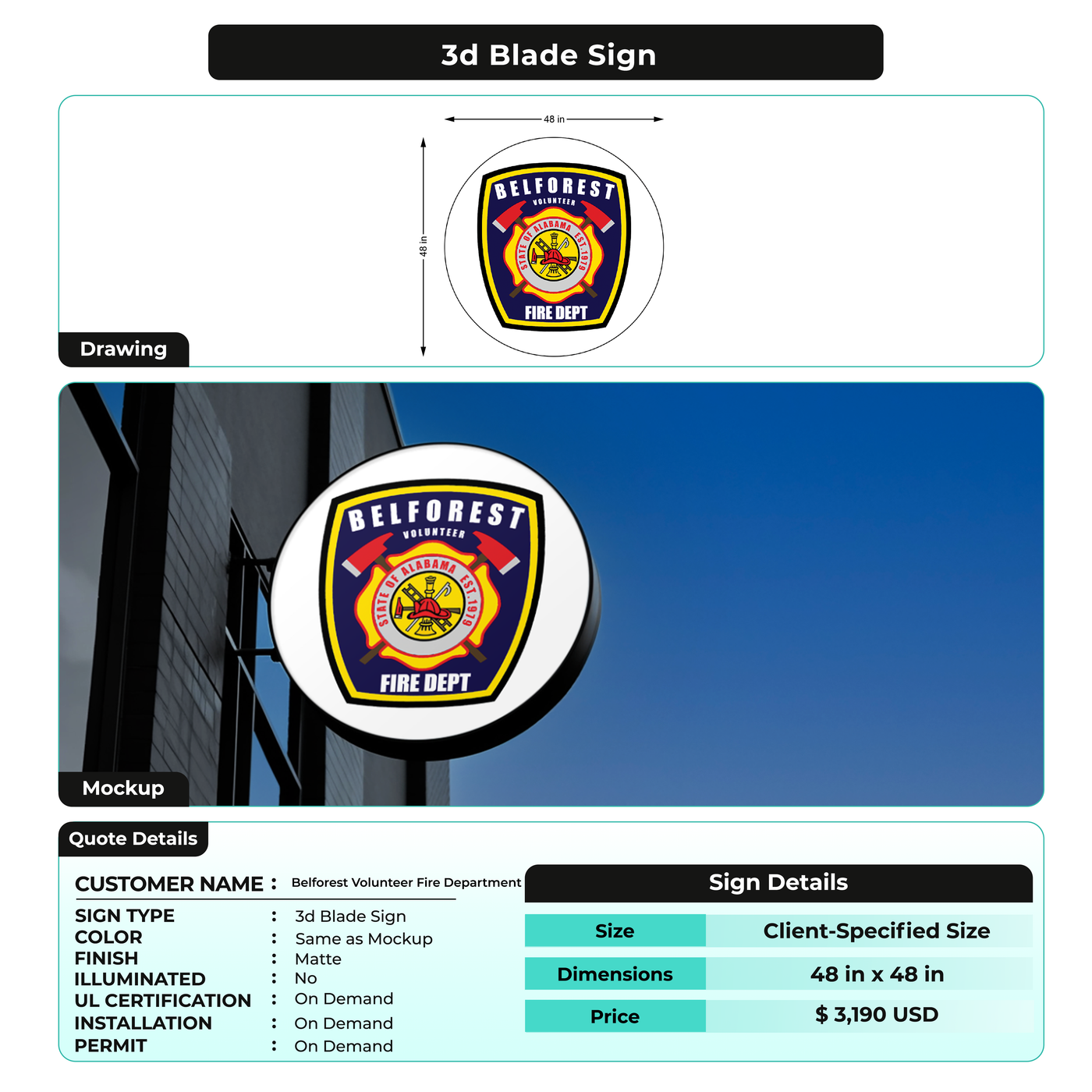 Business signage for Belforest Volunteer Fire Department