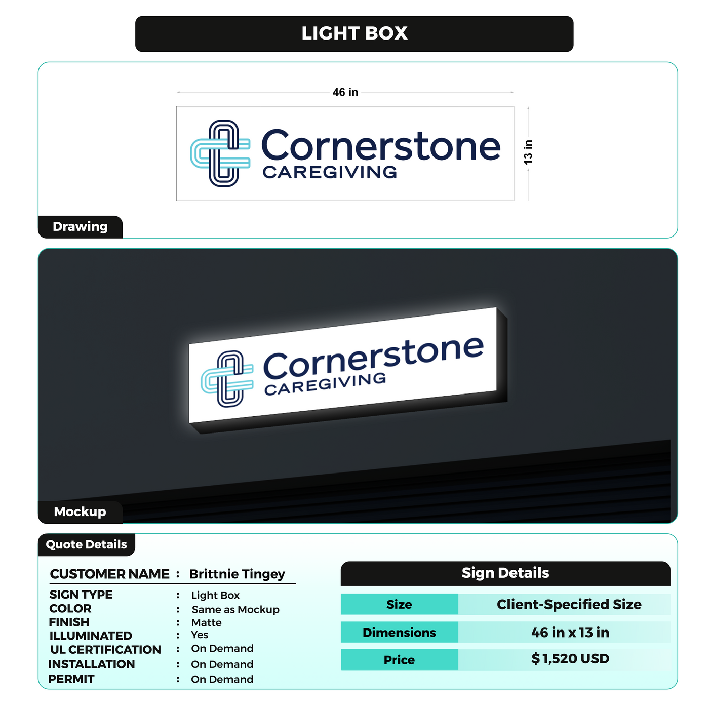 Business signage for Brittnie Tingey