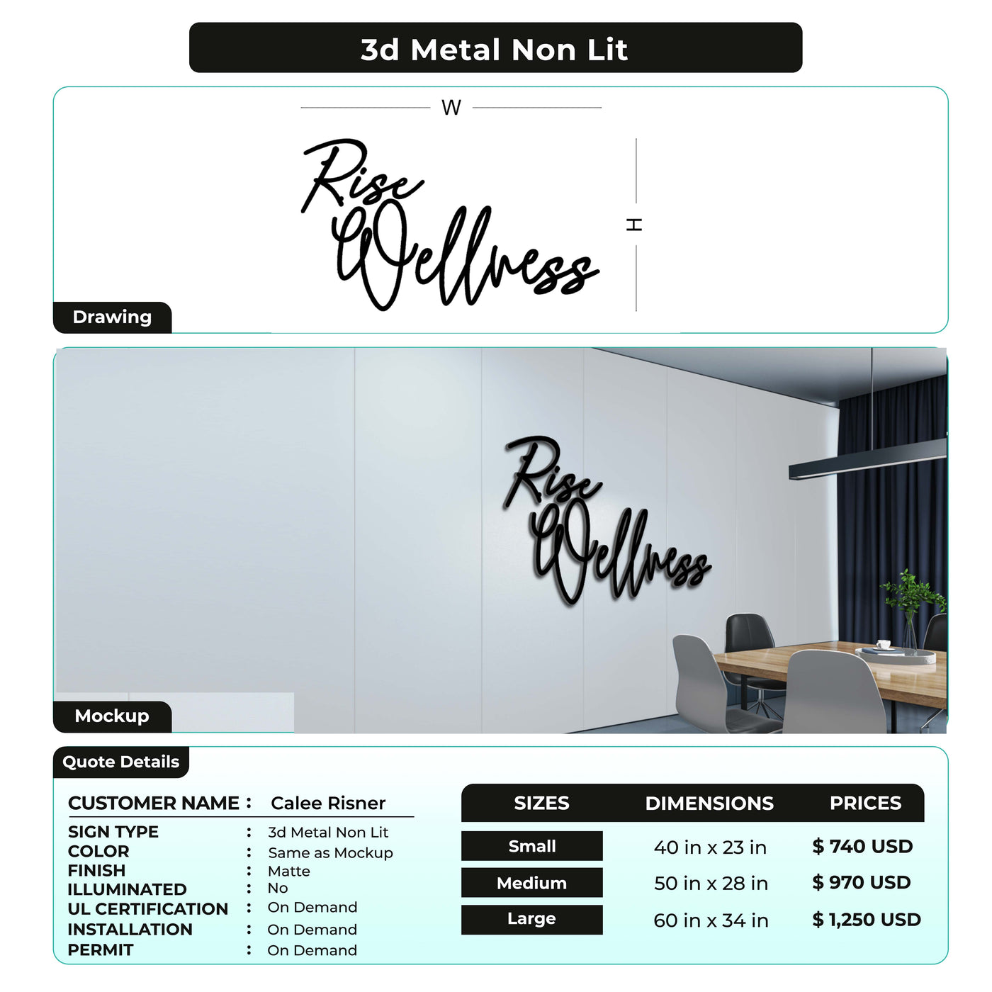 custom sign for Calee Risner