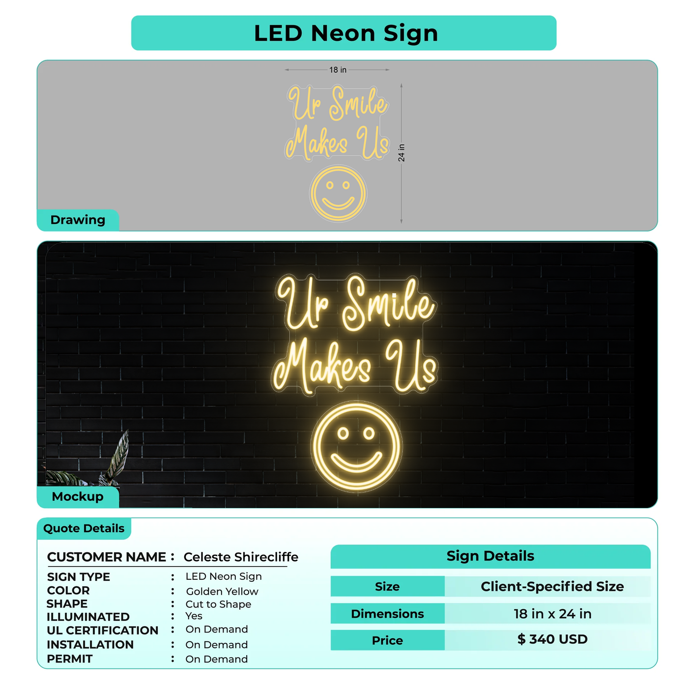LED Neon Sign For Celeste Shirecliffe