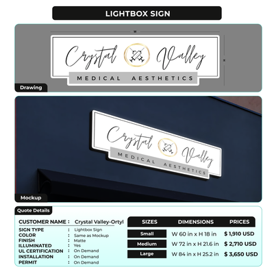 Business signage for Crystal Valley-Ortyl