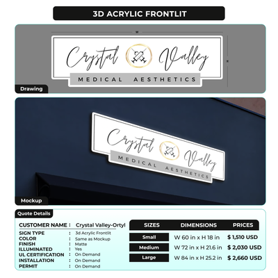 Business signage for Crystal Valley-Ortyl