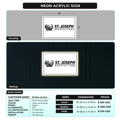 Neon Acrylic Sign for Ericka corona