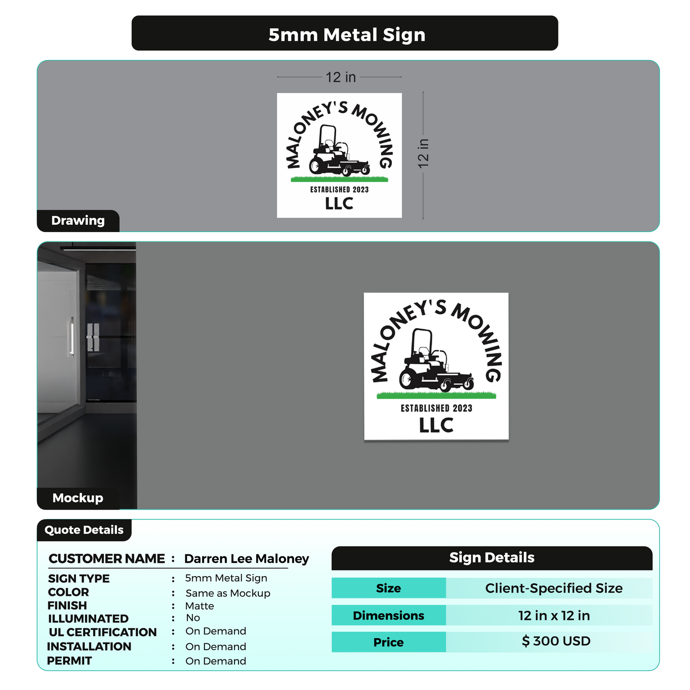 Business Signage for Darren Lee Maloney