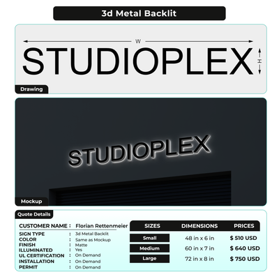 3d metal backlit for Florian Rettenmeier