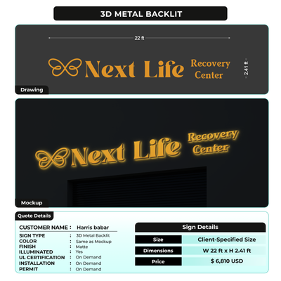 3D Metal Backlit For Harris babar