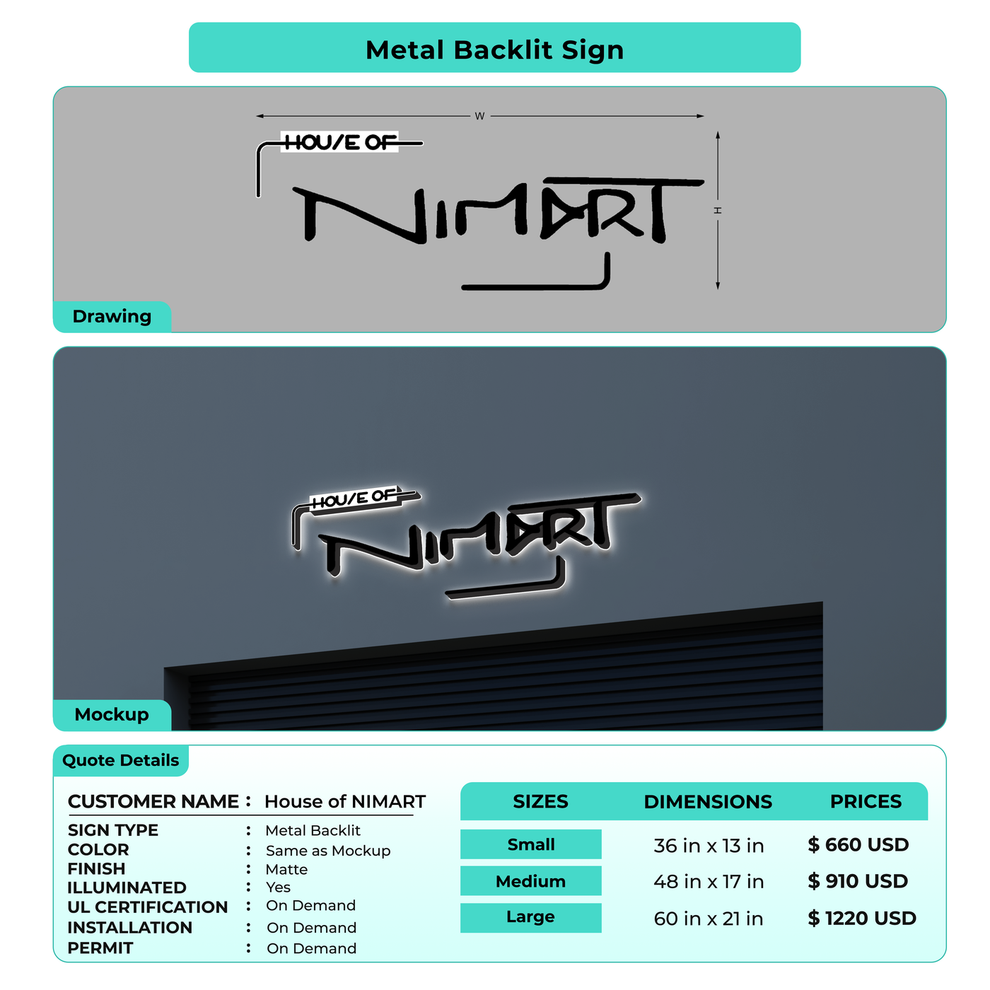 Custom Signs for House of NIMART