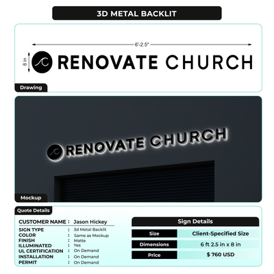 3d metal backlit for Jason Hickey