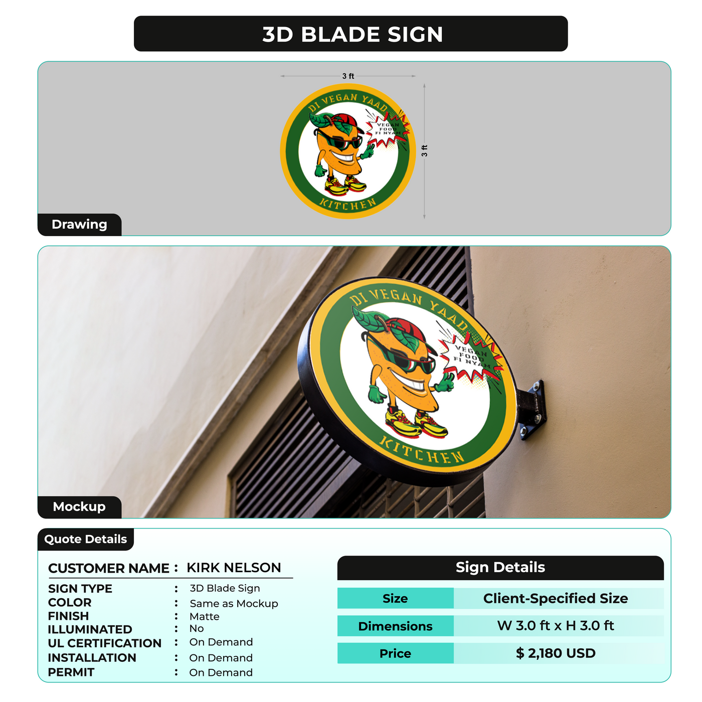 3D Blade Sign for KIRK NELSON