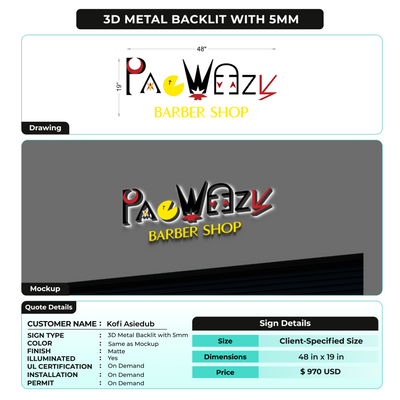 3D Metal Backlit for Kofi Asiedub