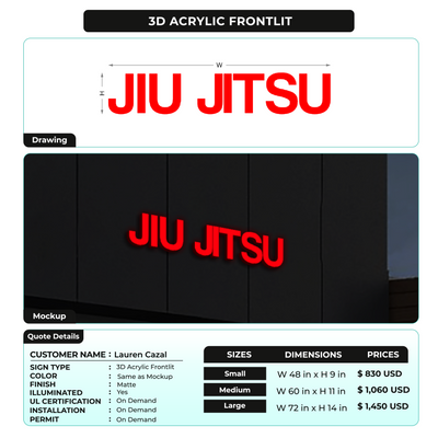 3D Acrylic Front-lit Sign For Lauren Cazal