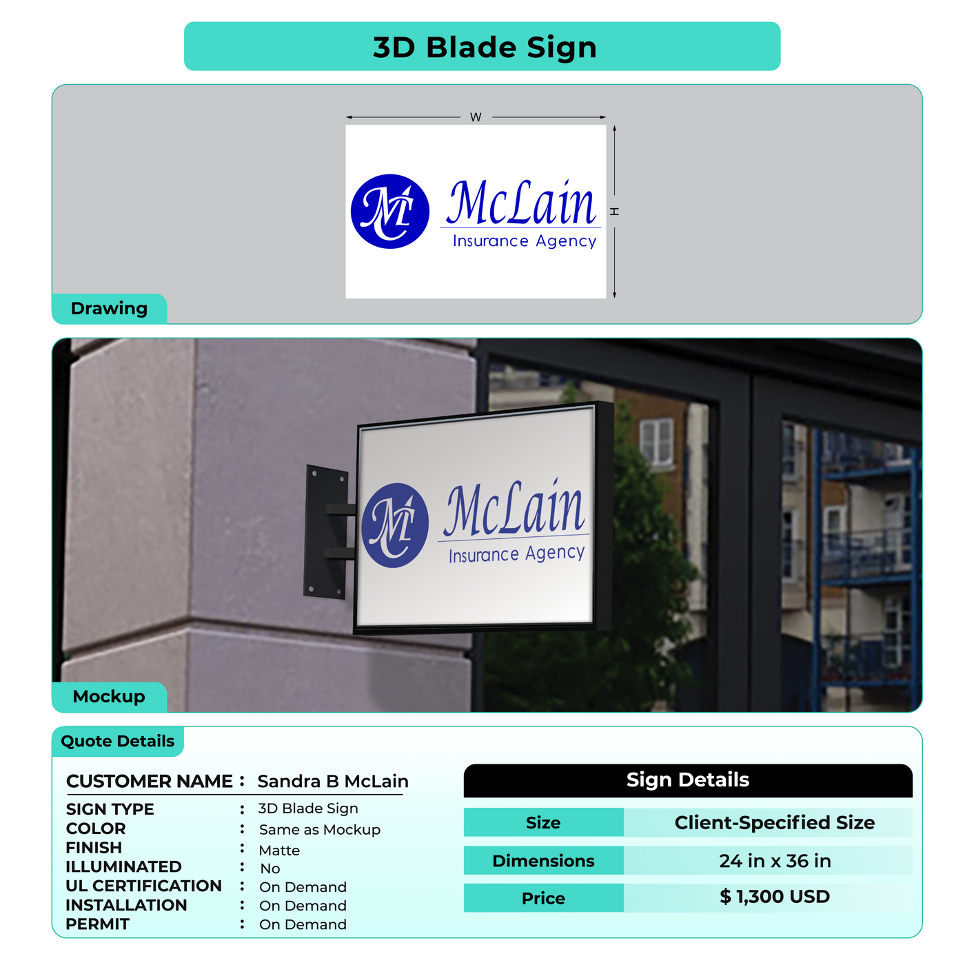 3D Blade Sign For Sandra B McLain