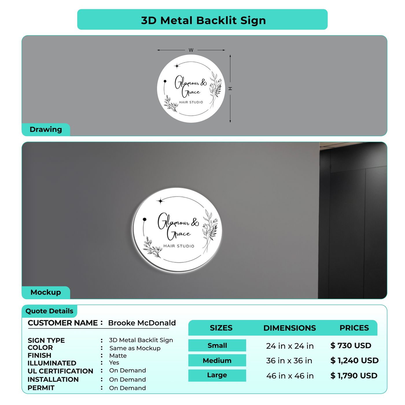 Business signage for Brooke McDonald