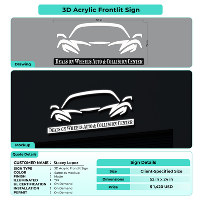 3D Acrylic Front-lit Sign For Stacey Lopez