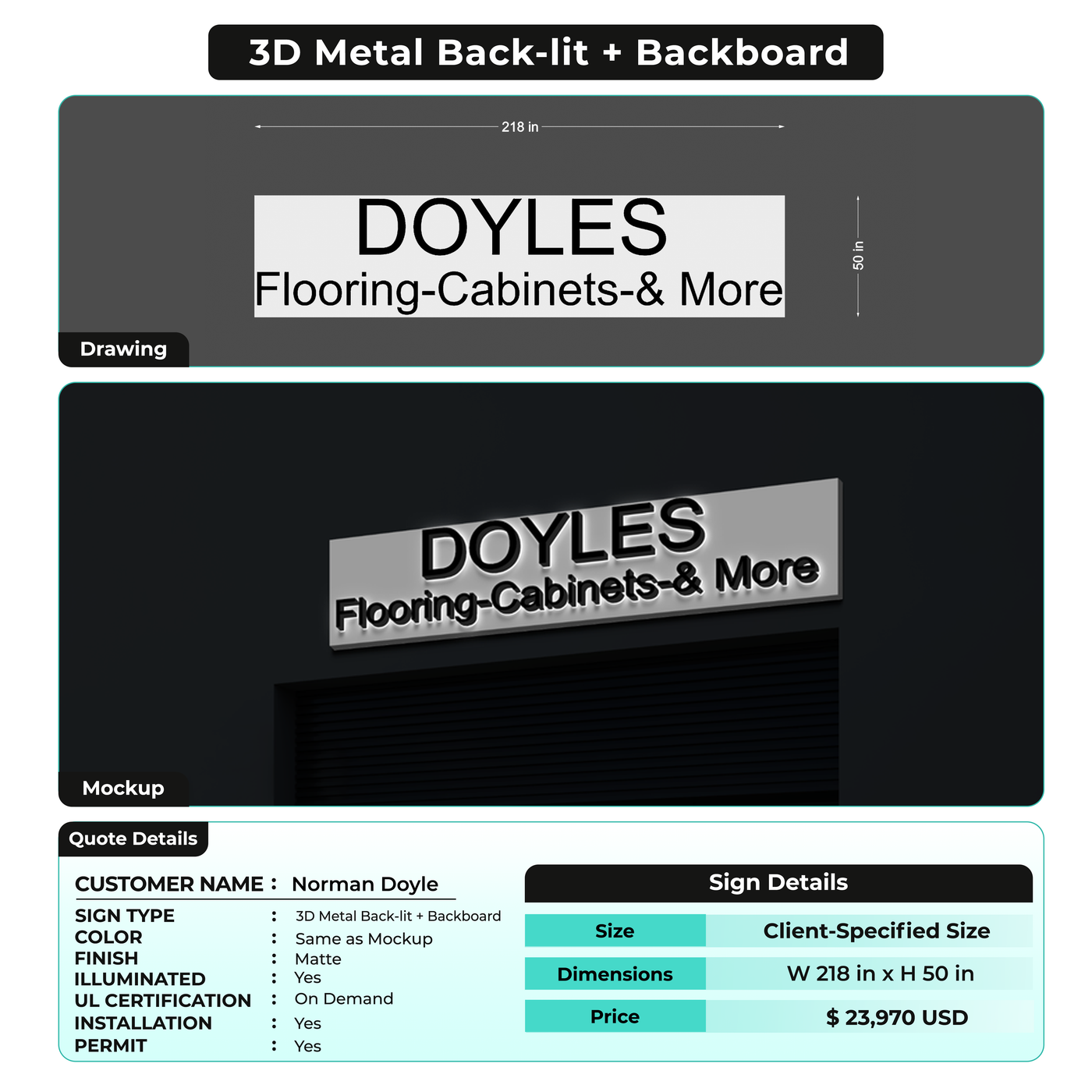 Custom Signs For Norman G Doyle