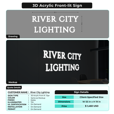 Custom Signs For River City Lghting