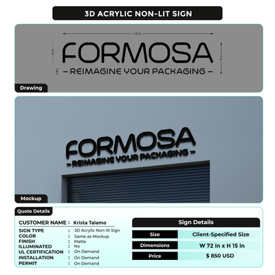 3D Acrylic Non-lit Sign For Krista Talamo