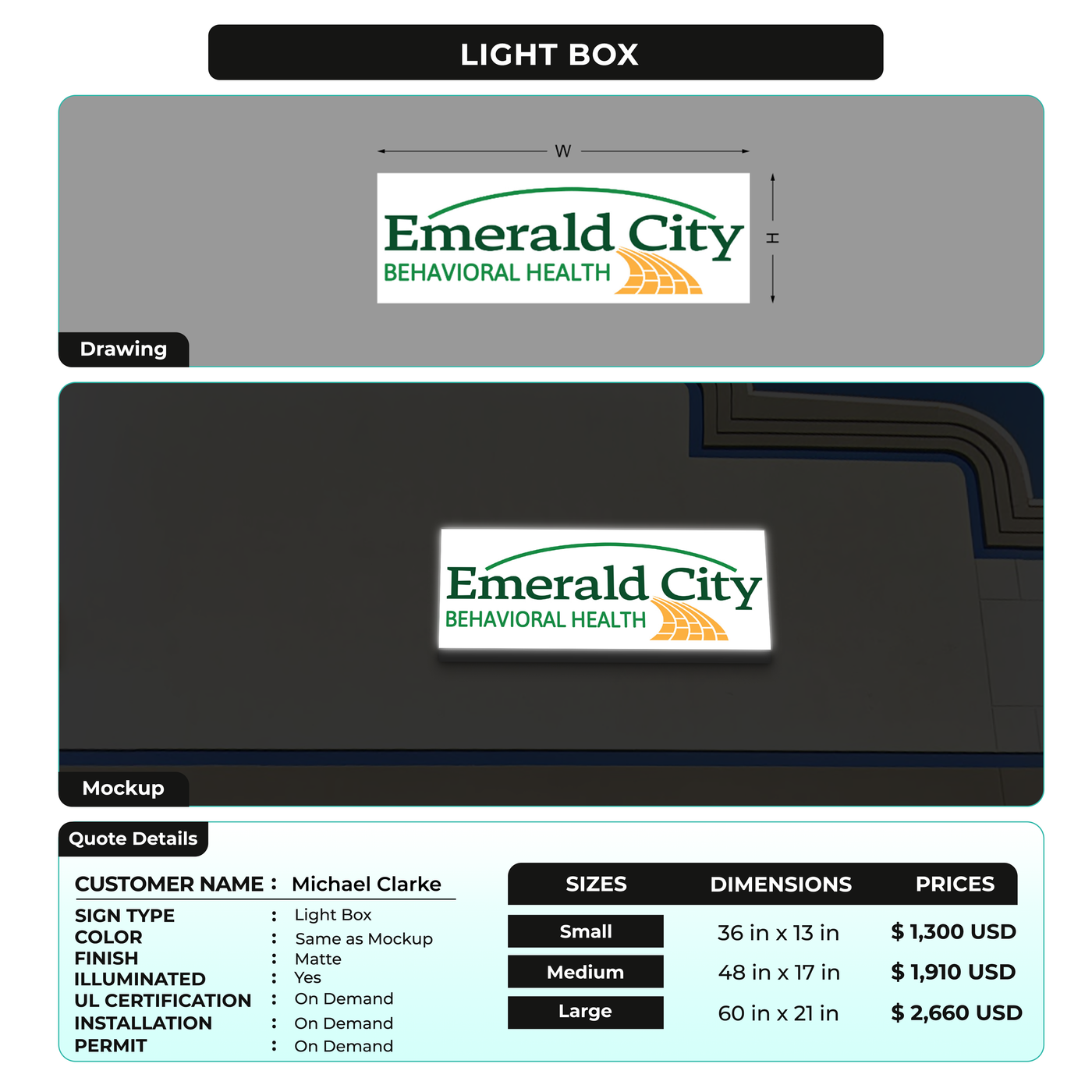 Lightbox Sign For Michael Clarke