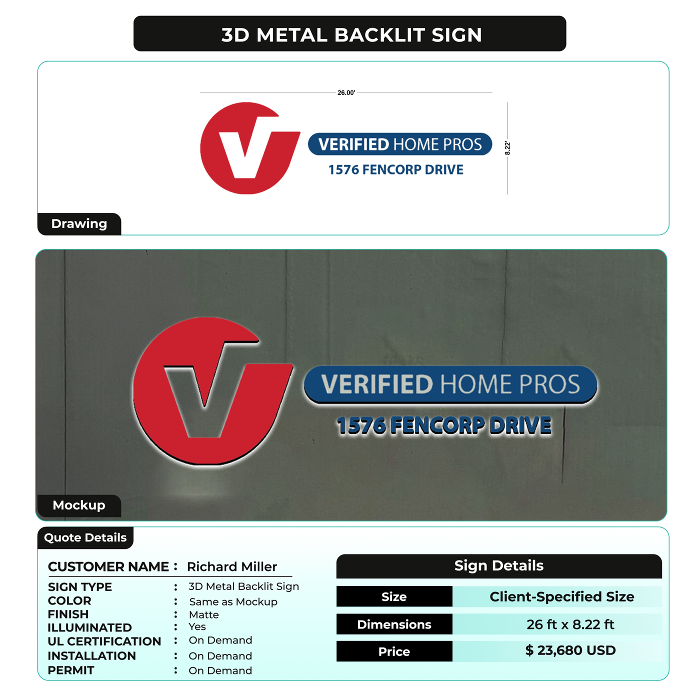 custom sign for richard miller