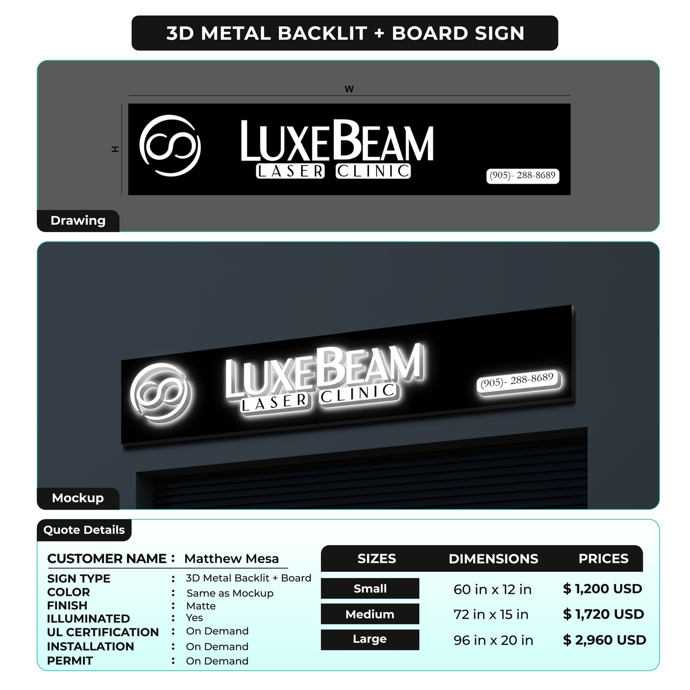 Business signage for Matthew Mesa